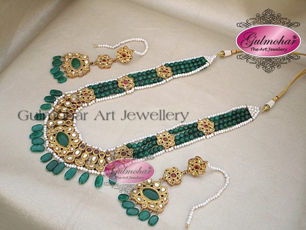 Emerald Kundan mala set - Image 3